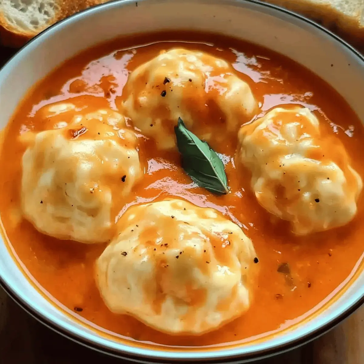 Cozy Tomato Soup with Cheese Dumplings for Chilly Evenings