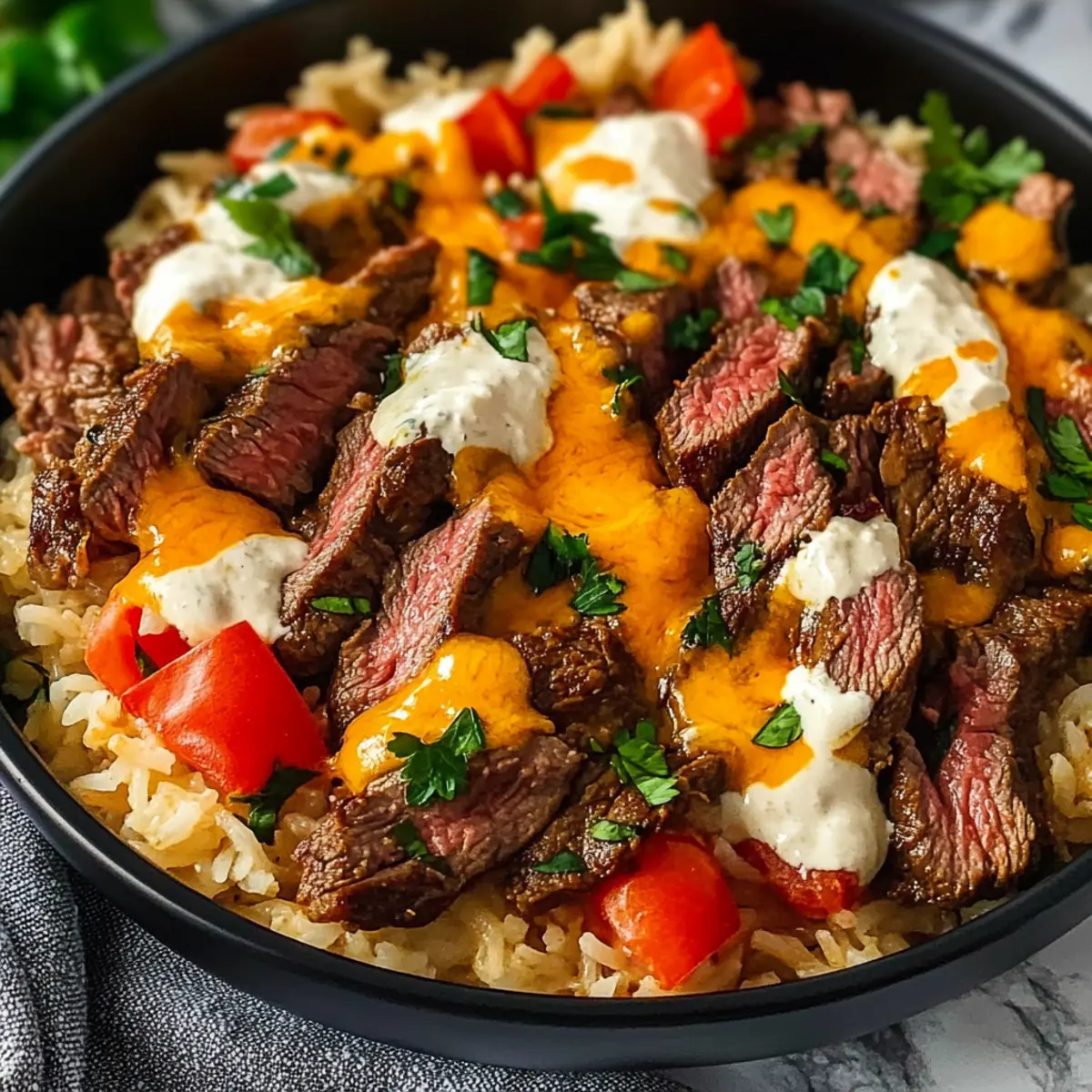 Savor This Creamy Steak Queso Rice for Ultimate Comfort