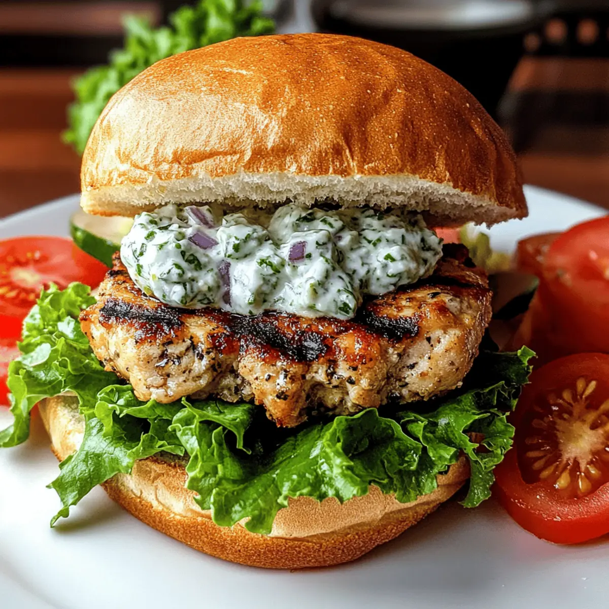 Delicious Greek Chicken Burgers with Creamy Tzatziki Sauce