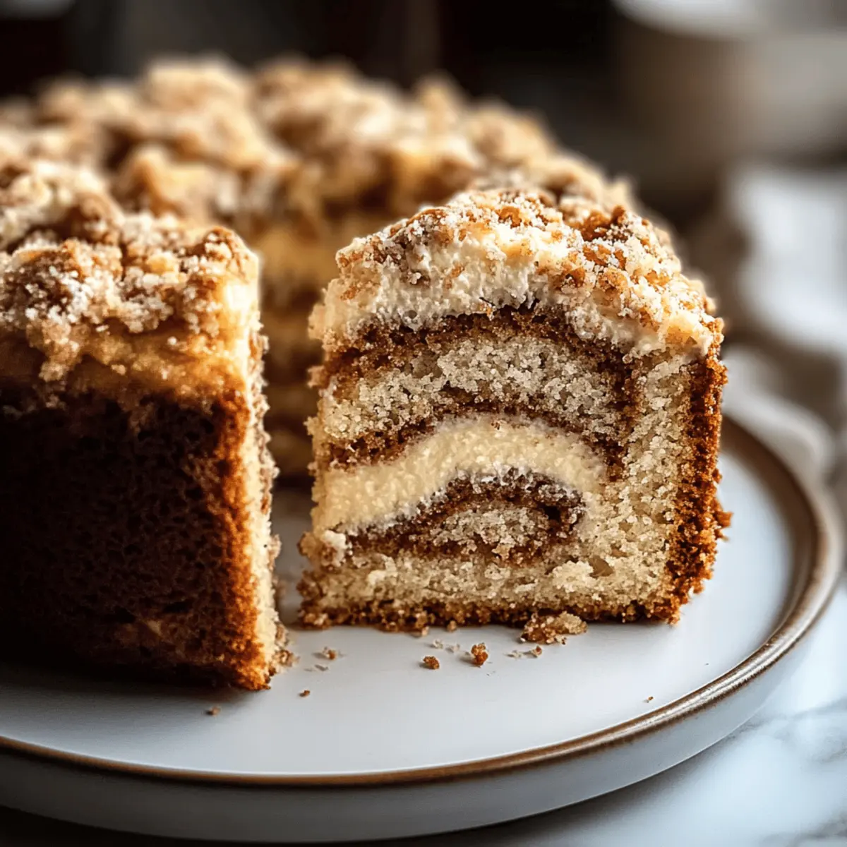 Vegan Almond Coffee Cake with Cream Cheese Swirl Bliss