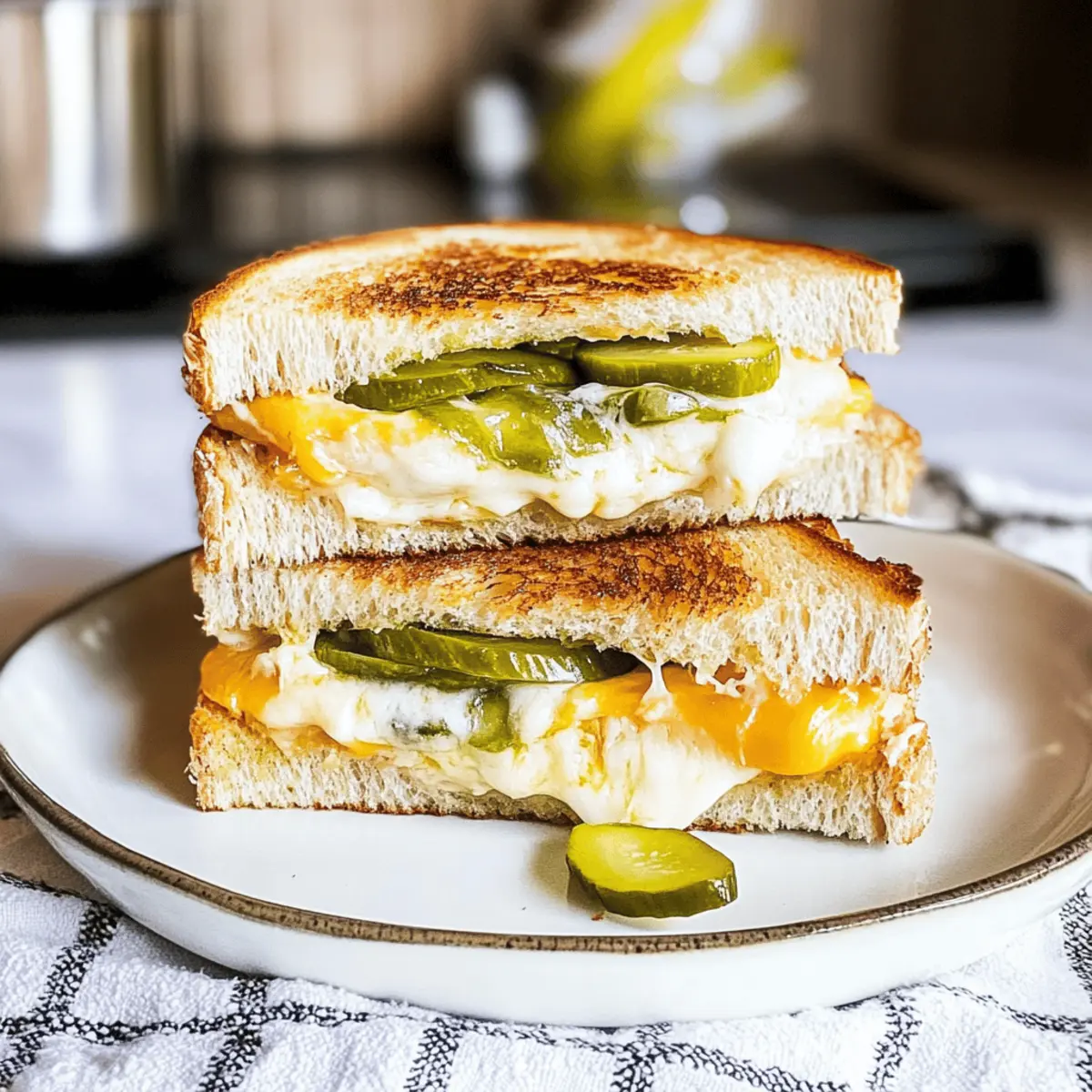 Crispy Grilled Cheese Sandwich with a Tangy Pickle Twist