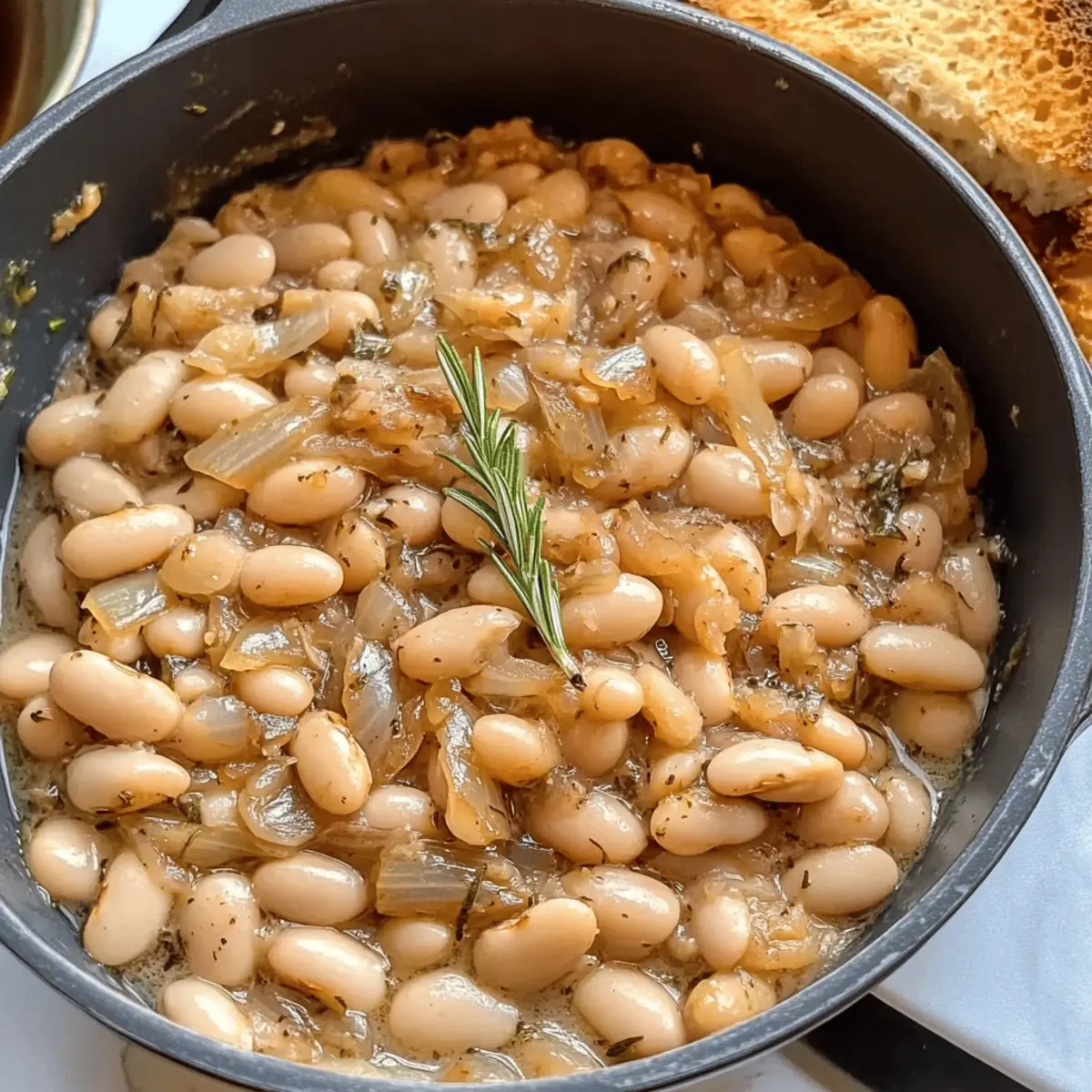 Creamy Caramelized Onion White Beans with Rosemary & Balsamic