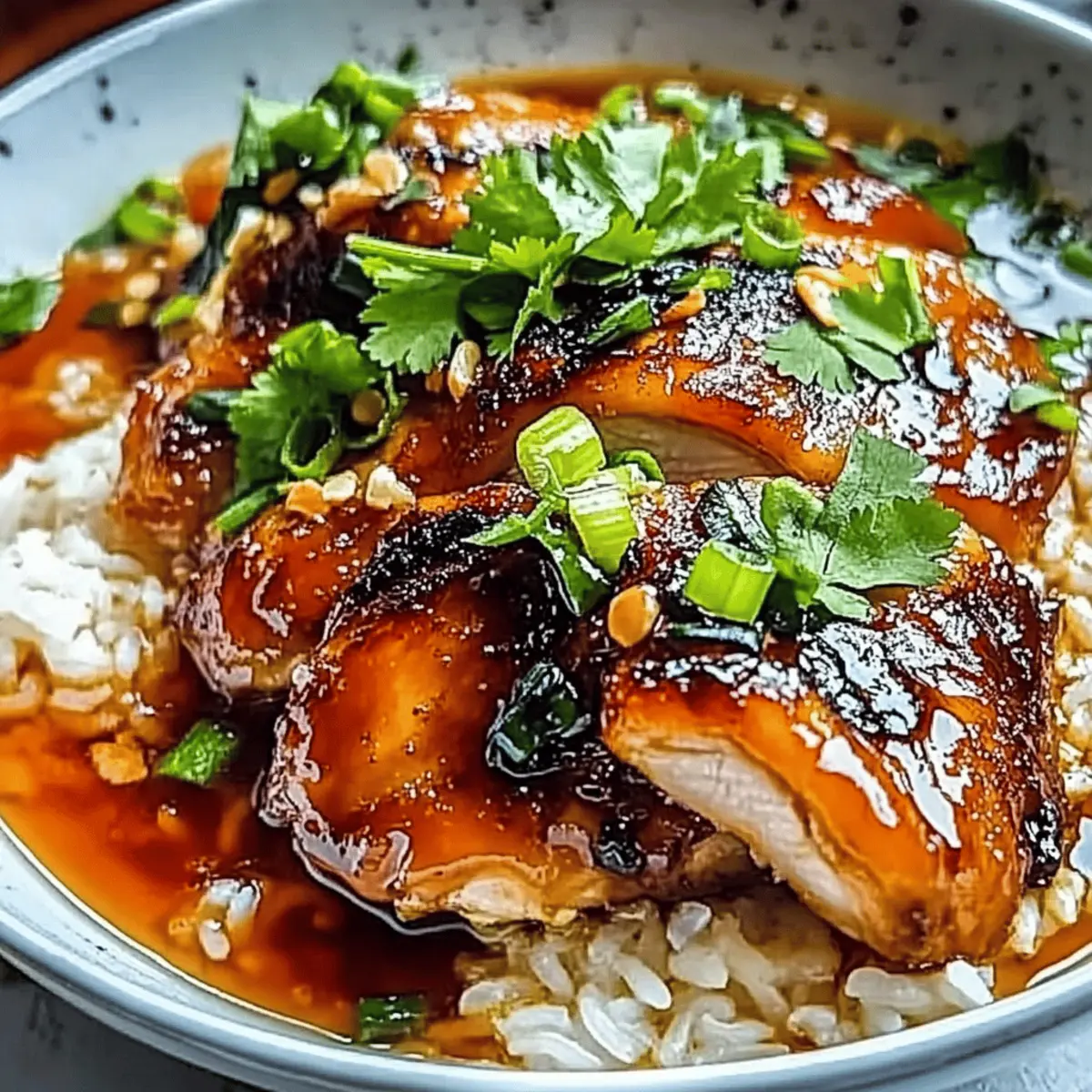 Caramelised Soy Chicken in Garlic Ginger Broth with Rice Bliss