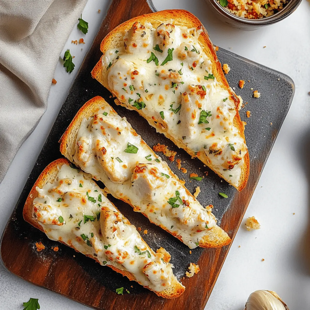 Savor Every Bite of Chicken Alfredo Garlic Bread Delight