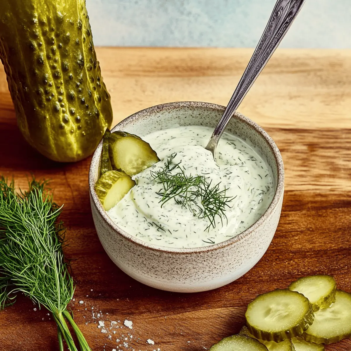 Creamy Healthy Dill Pickle Cottage Cheese Ranch Dressing