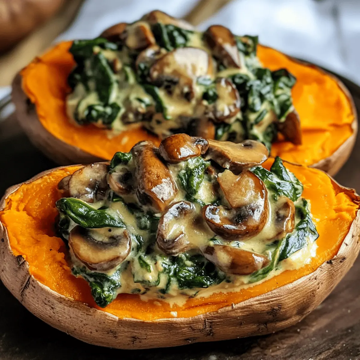 Mushroom and Spinach Stuffed Sweet Potatoes for Comfort Cravings