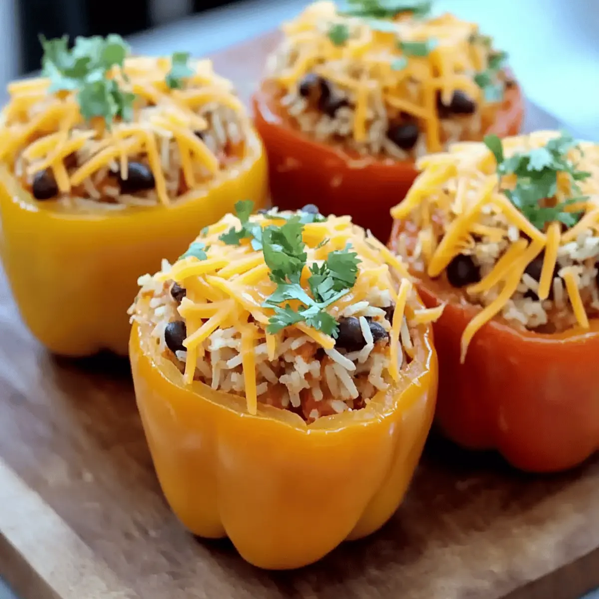 Savory Shredded Chicken and Rice Stuffed Peppers Delight