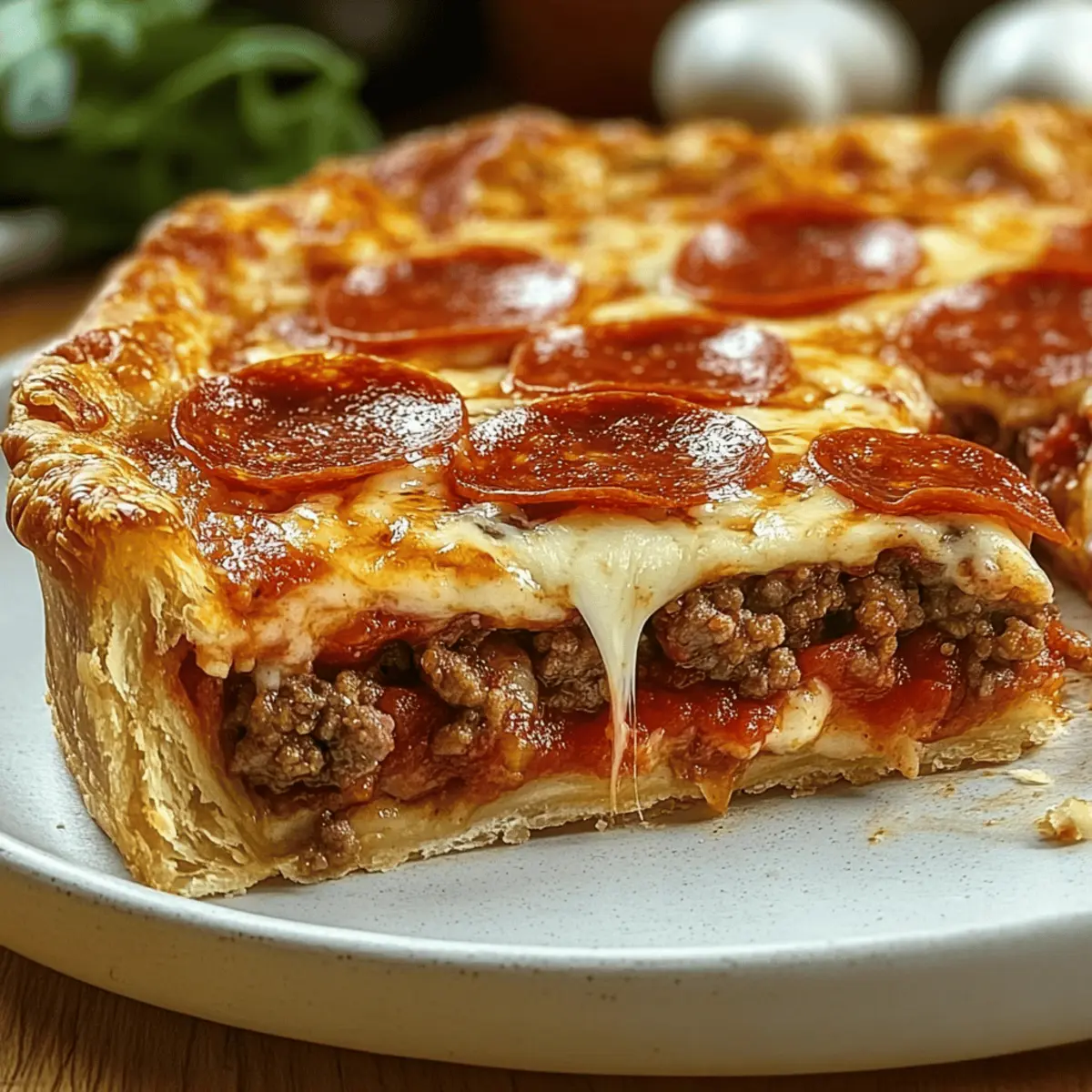 Deep Hamburger Sausage & Pepperoni Pie: Hearty Comfort in Every Slice