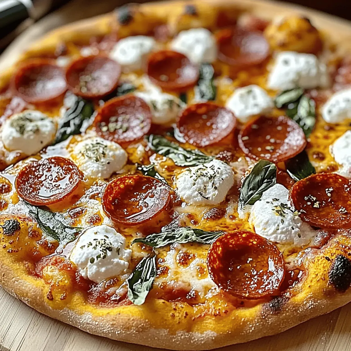 Sweet and Spicy Honey Pizza Recipe with Pepperoni & Ricotta