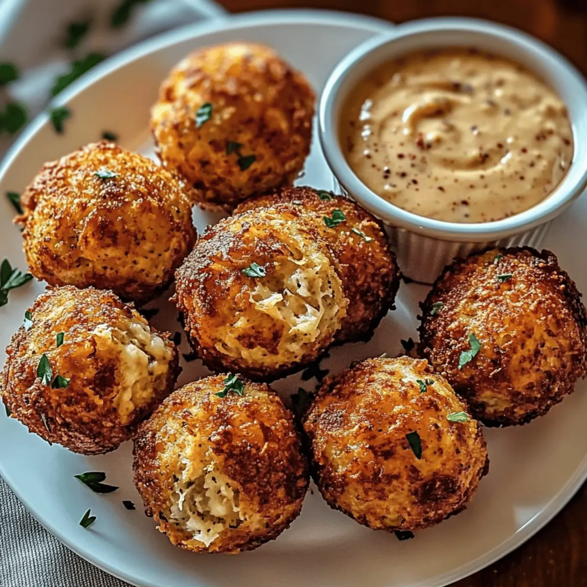 Crispy Reuben Balls with Spicy Thousand Island Dip Delight