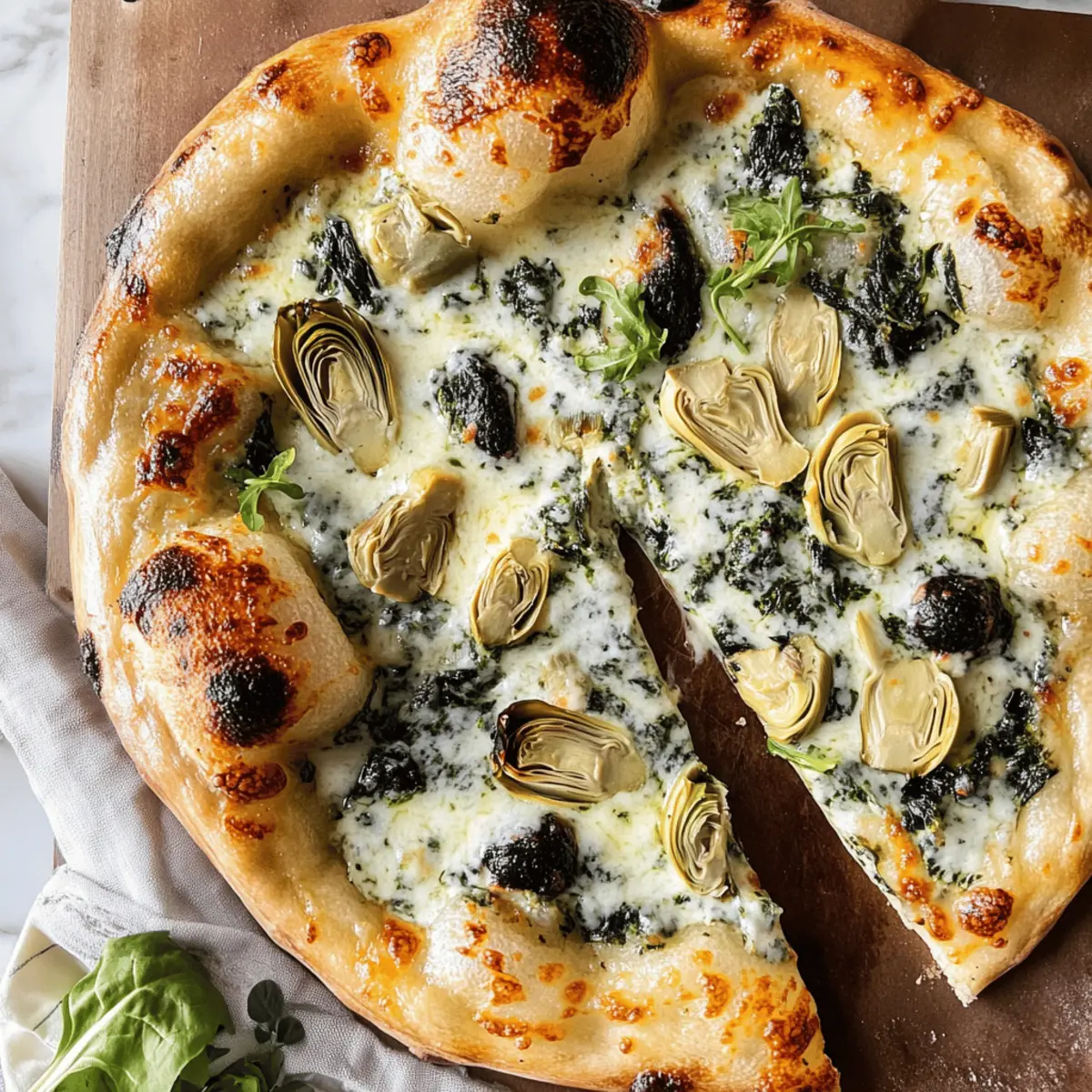 Artichoke Pizza with Spinach Parmesan Cream Sauce Bliss
