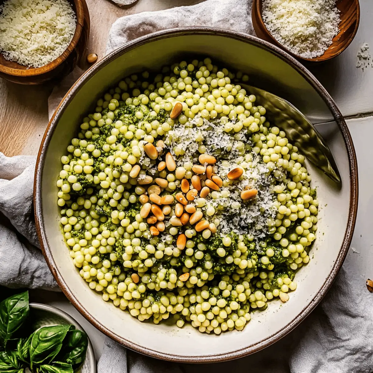 Delicious Pesto Couscous with Toasted Pine Nuts Delight