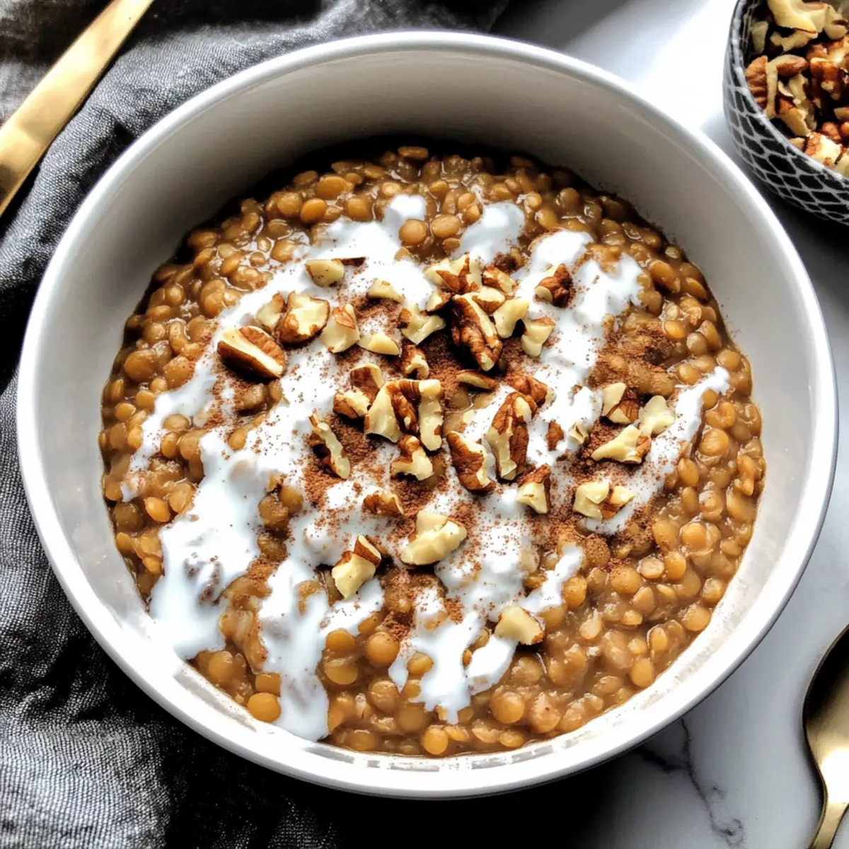 Warm Breakfast Lentils with Cinnamon Brown Sugar Bliss