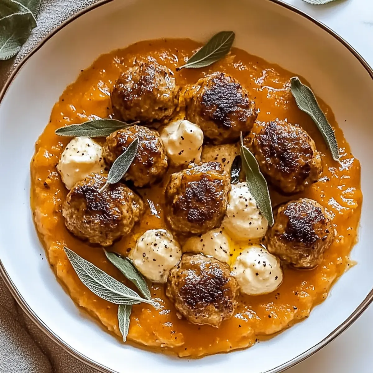 Savory Turkey Meatballs in Creamy Pumpkin Sage Bliss