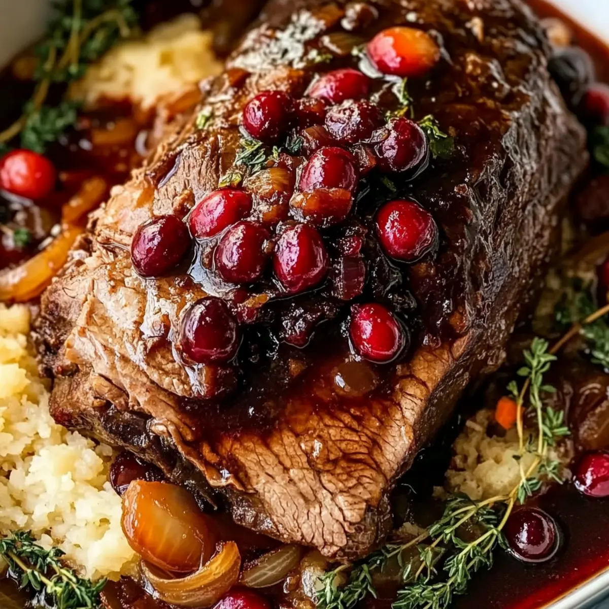Savory Slow-Braised Beef Roast with Cranberry Balsamic Glaze