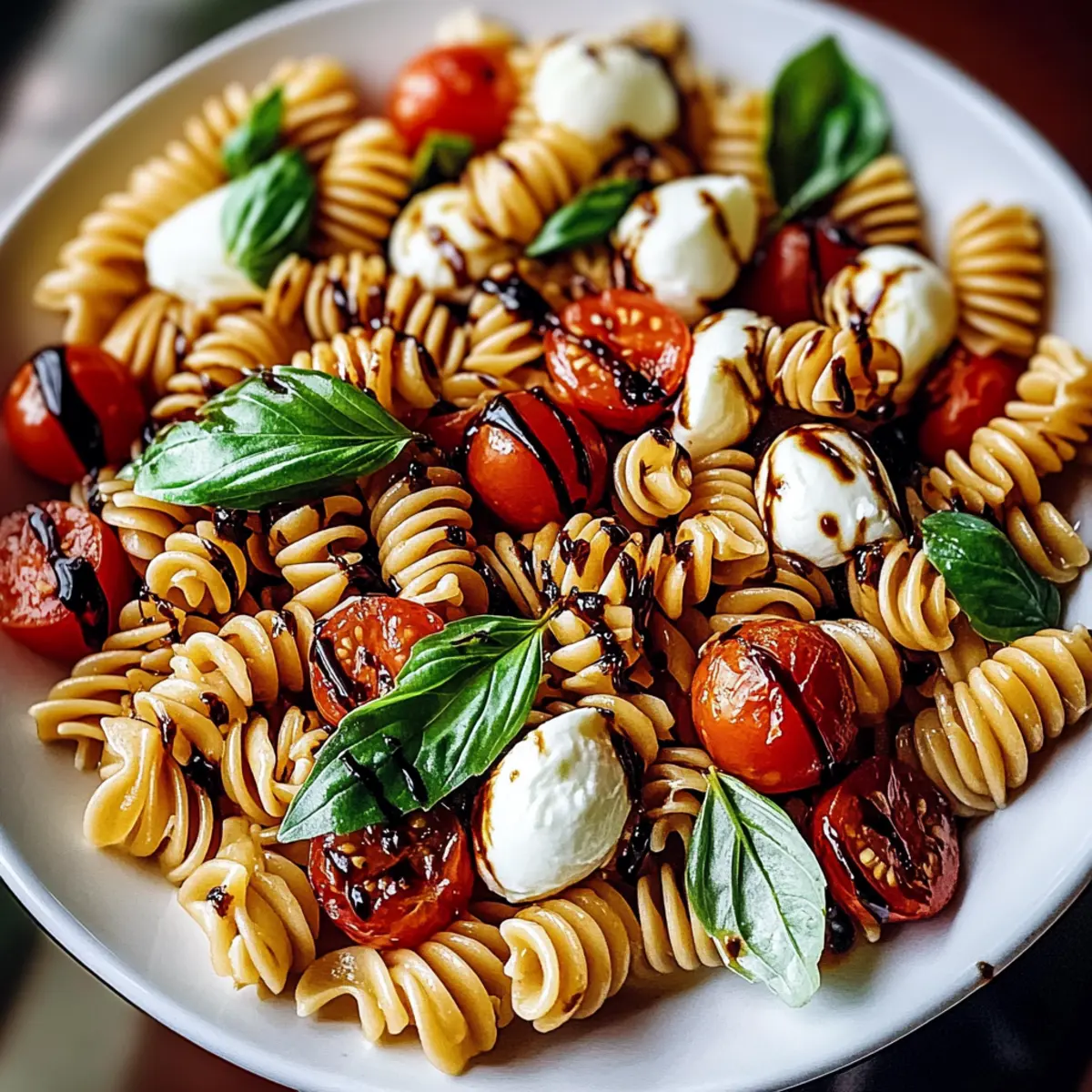 Caprese Pasta Salad with Balsamic Glaze – Fresh & Flavorful Delight