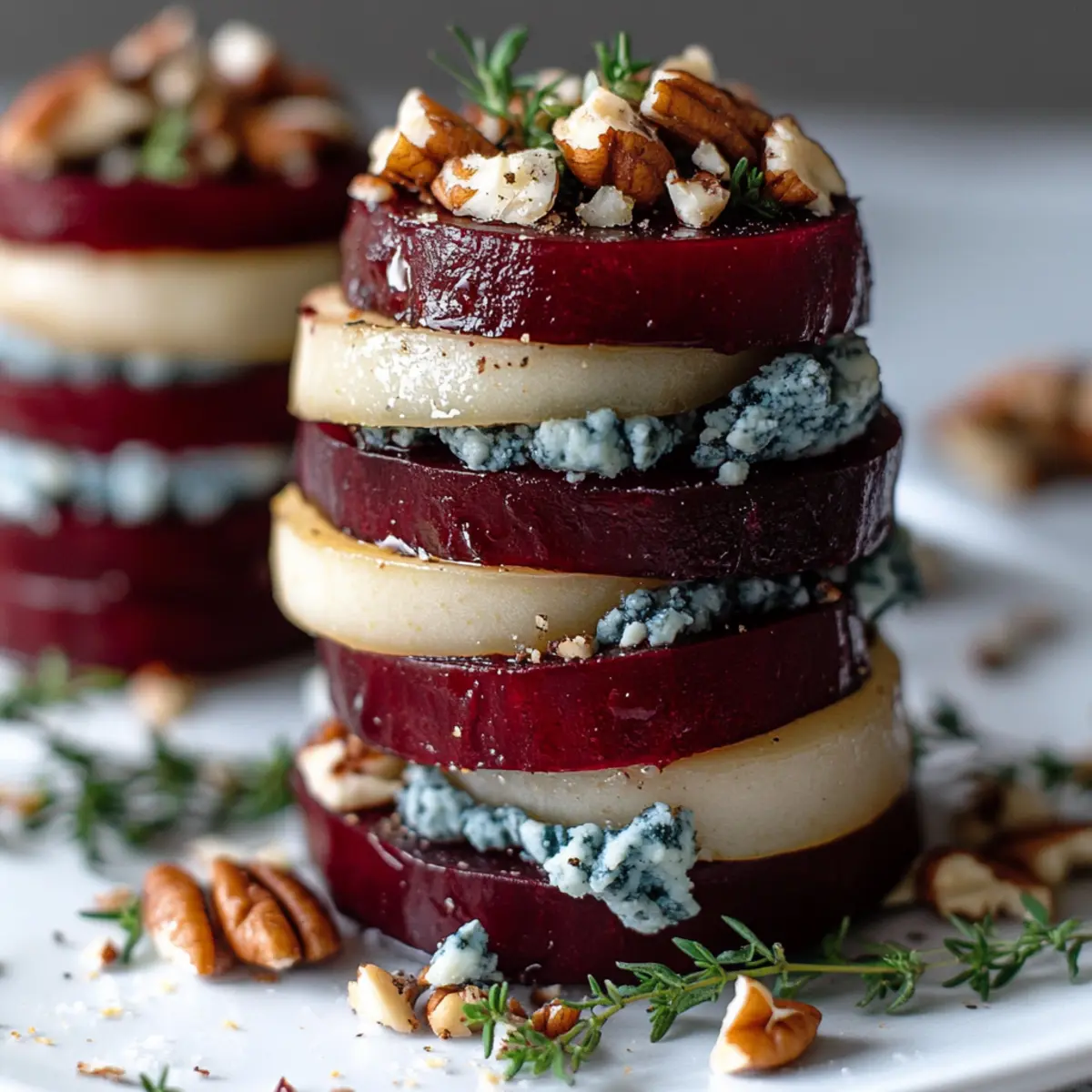 Beet, Pear & Blue Cheese Stacks with Pecans for Festive Flair
