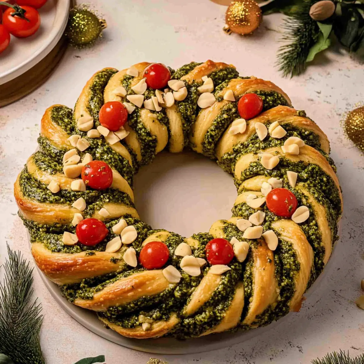 Vegan Pesto Bread Wreath: A Festive Delight for Your Table