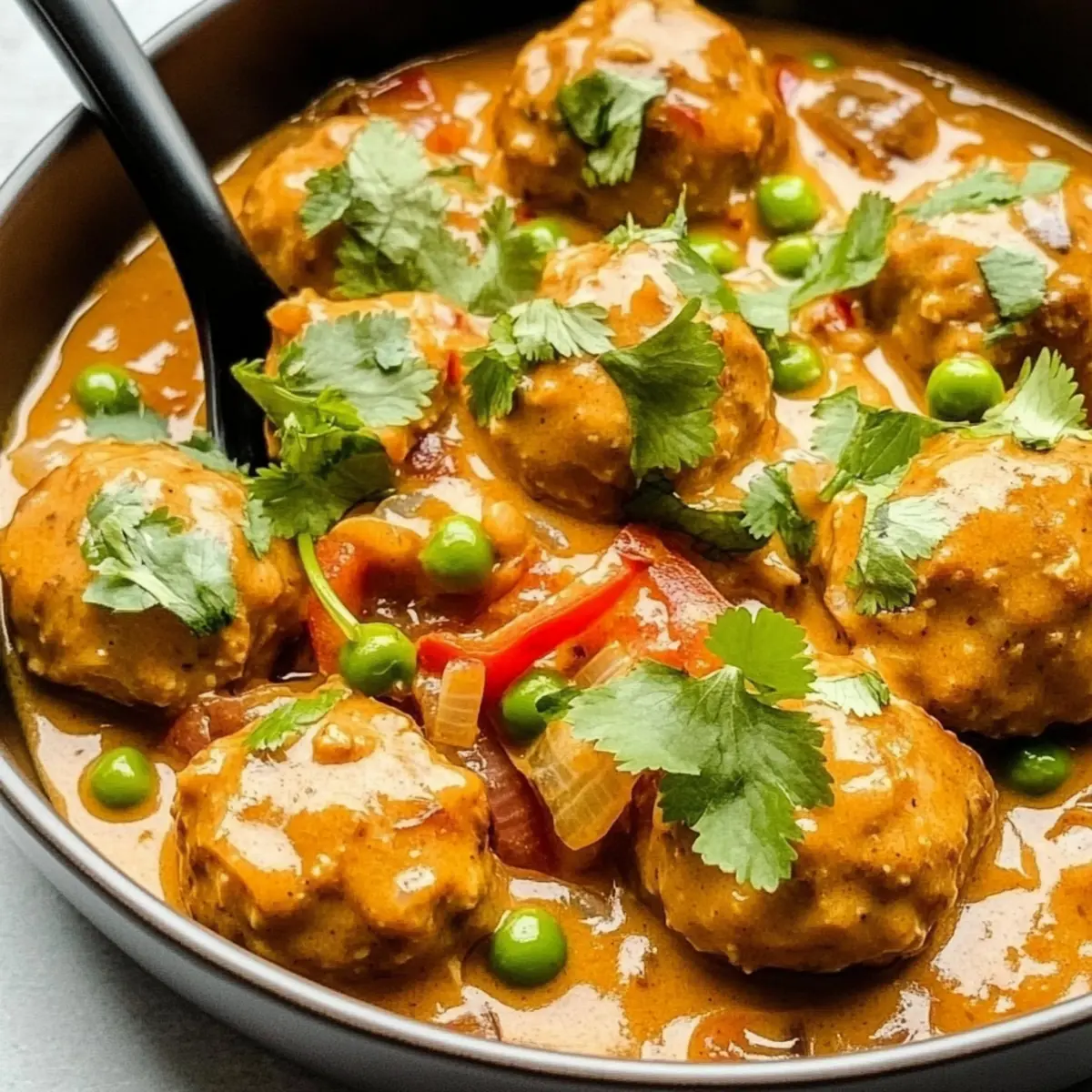 Savory Chicken Meatballs in Pumpkin Coconut Curry Sauce