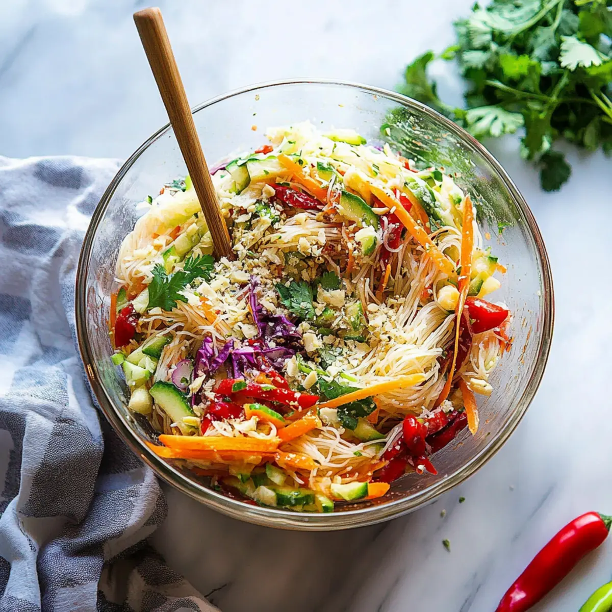 Vibrant Spring Roll Salad with Spicy Ginger Dressing Delight