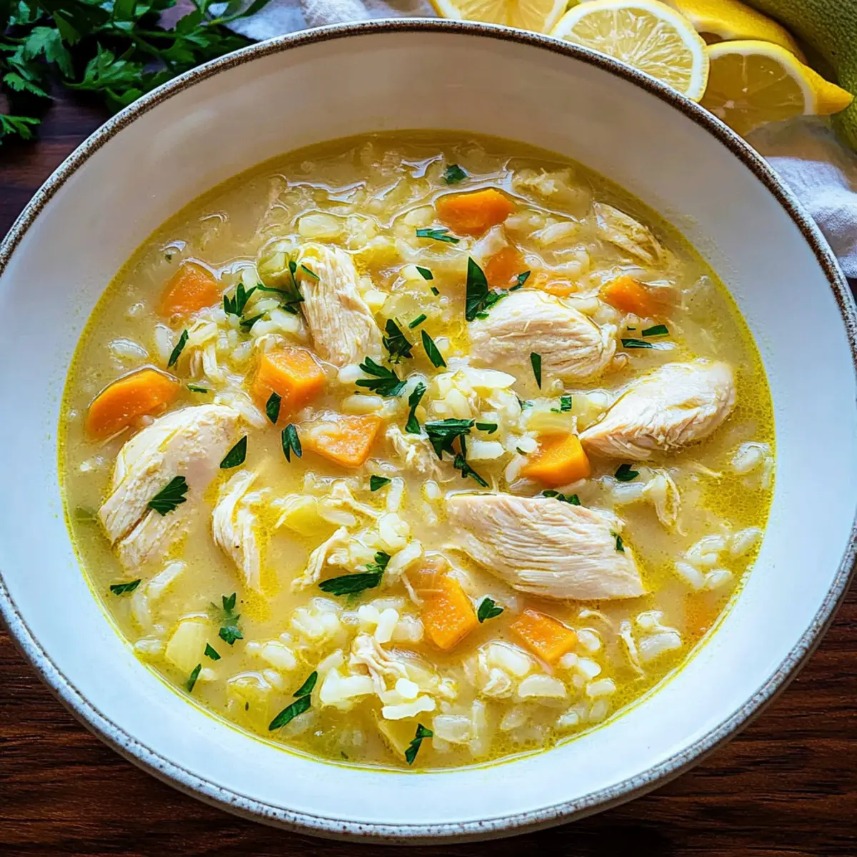 Lemon Ginger Turmeric Chicken and Rice Soup for Cozy Nights