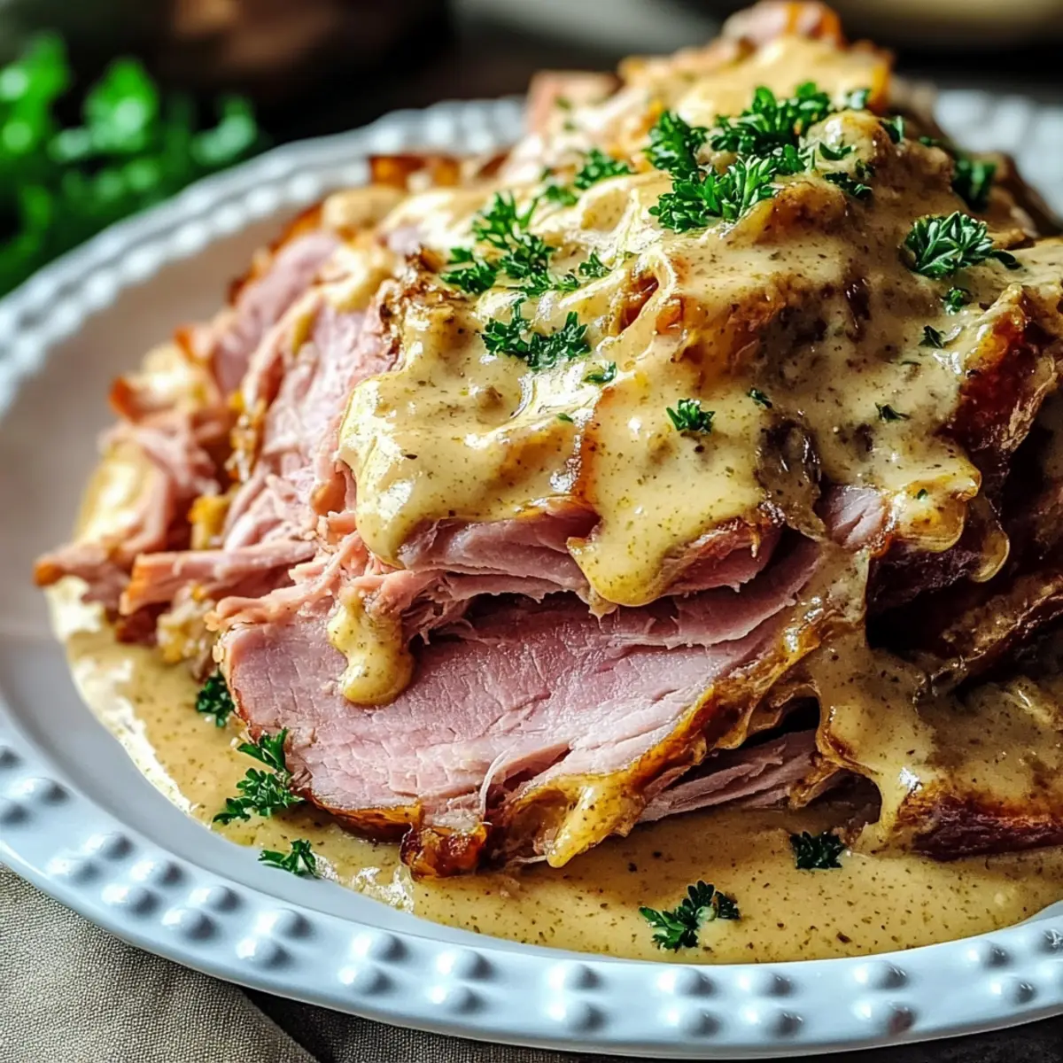 Slowcooker Creamy Mustard Pulled Ham for Ultimate Comfort