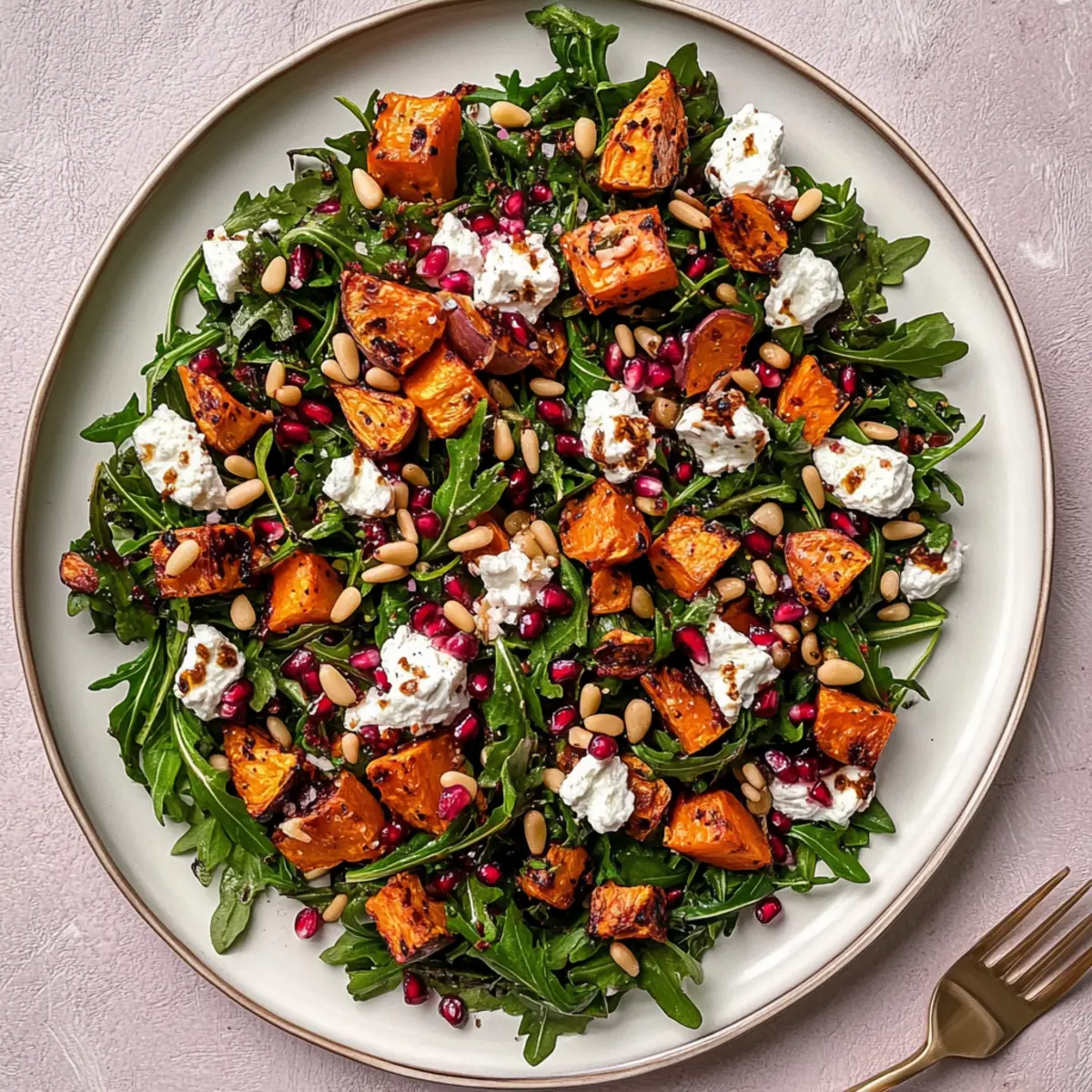 Roasted Sweet Potato Goat Cheese Salad with Flavorful Crunch
