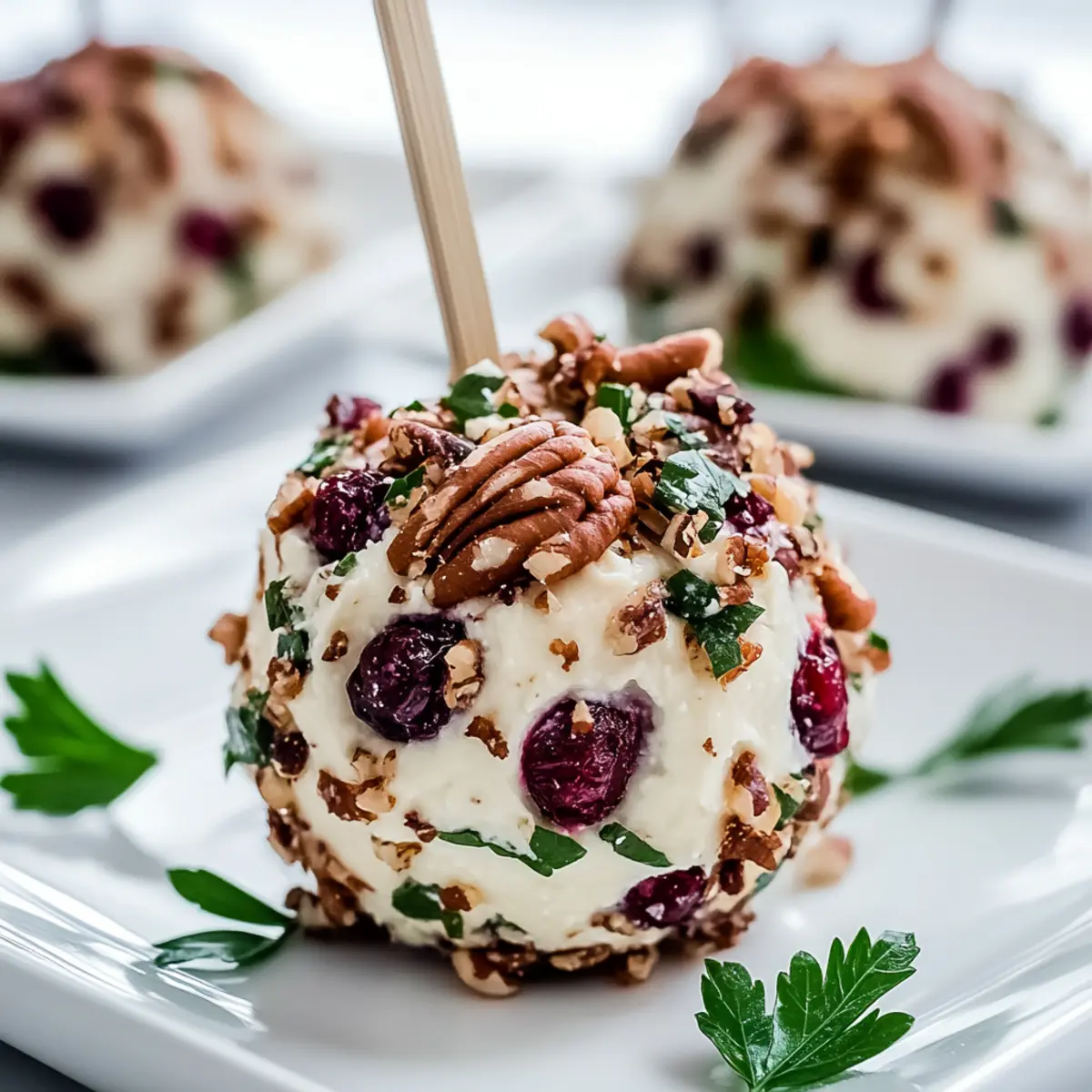 Juicy Christmas Cheese Ball with Sweet Pecans & Cranberries