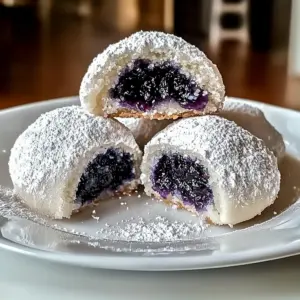 Blueberry-Filled Almond Snowball Cookies