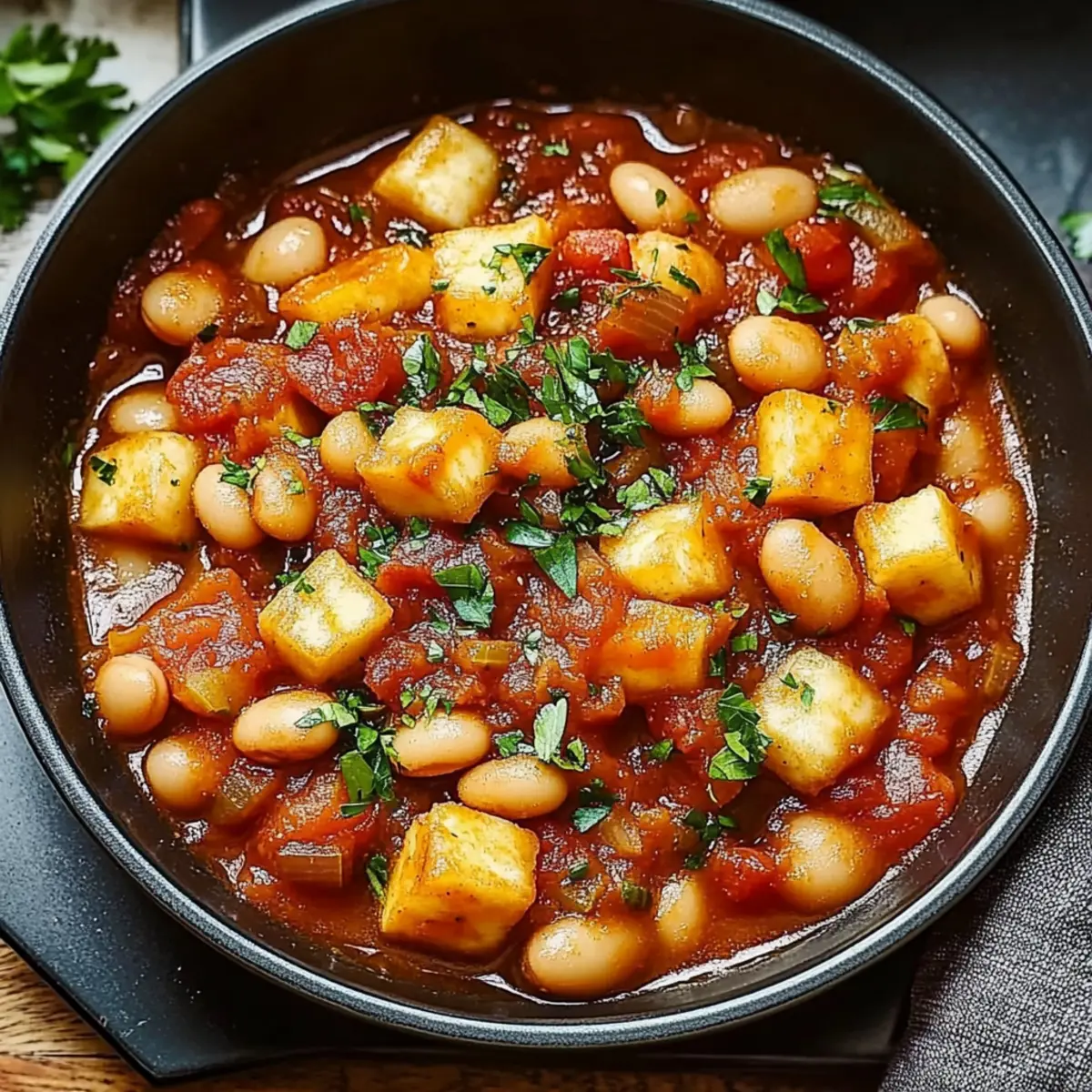 Cozy Up with Simple Bean & Halloumi Stew Tonight!