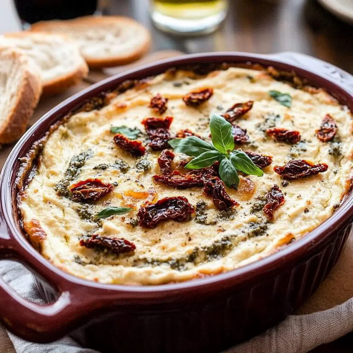 Creamy Baked Sun-Dried Tomato and Pesto Dip for Parties