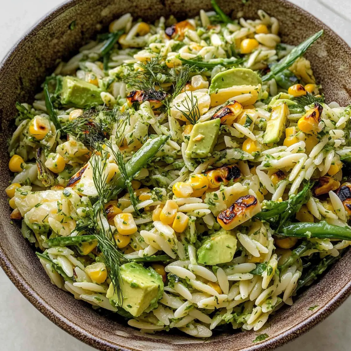 Grilled Corn Orzo Salad with Scallion Dill Dressing Bliss
