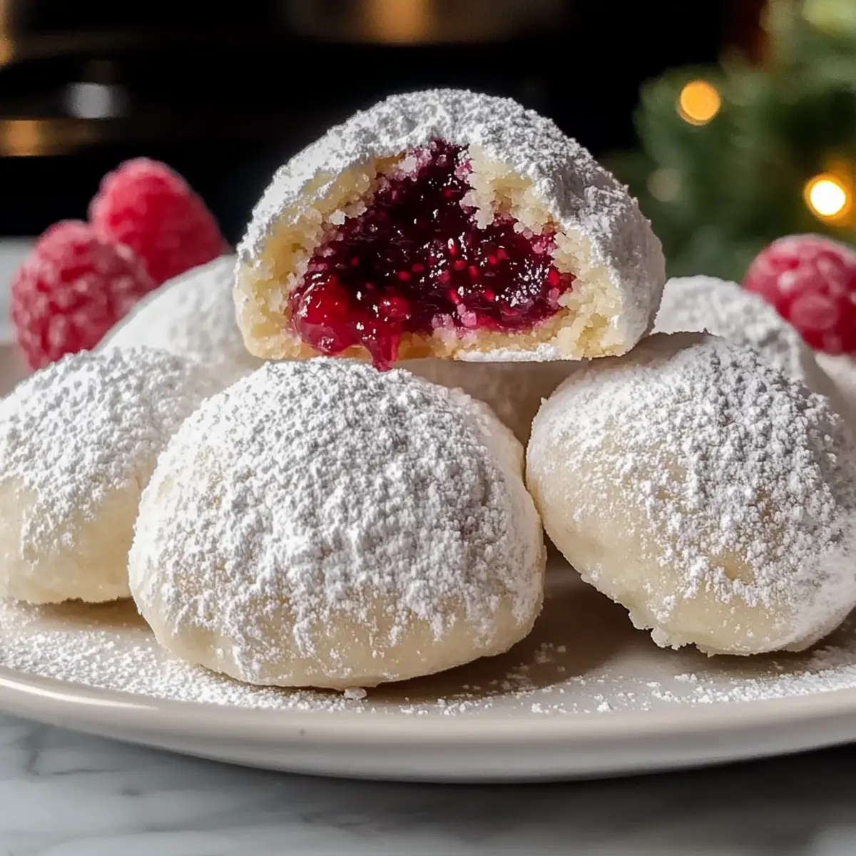 Raspberry-Filled Almond Snowball Cookies: Sweet Melty Bliss