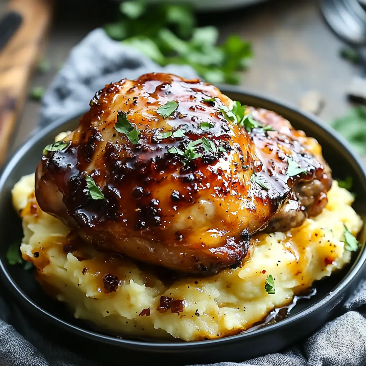 Chipotle Honey Chicken Thighs With Creamy Smoked Gouda Mash