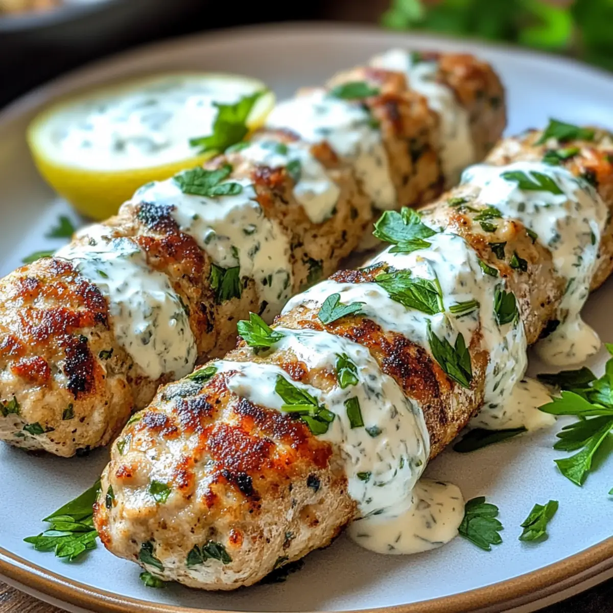 Savor Chicken Kofta with Garlic Yogurt Sauce Tonight!